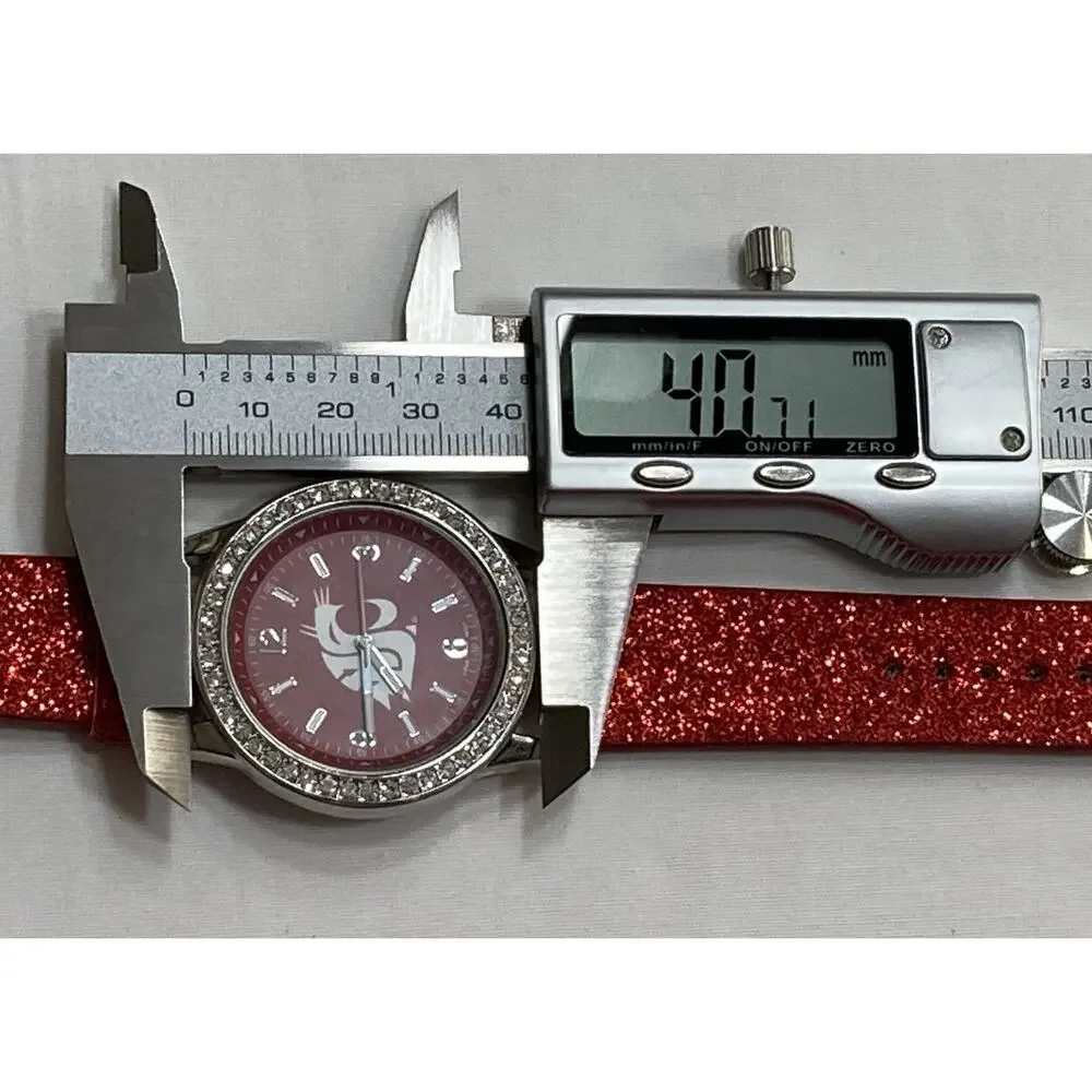 Washington State Cougars Ladies Crystals Watch, Glitter Band, NCAA